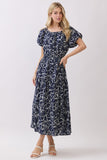 Abstract Floral Midi Dress