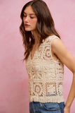 Summer Crochet Patterned Sleeveless Vest Top