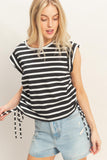 Striped Sleeveless Tie-side Top