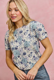 Short Sleeve Floral Sweater