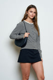 Striped Round Neck Cardigan