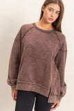Acid Washed Raw Edge Sweatshirt
