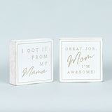 Wood Brick MOM MAMA Double sided