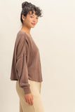 Dropped Shoulder Waffle Knit Top