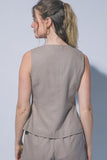 Front Slit Linen Vest