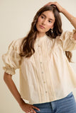 Lace Pintuck Cotton Blouse