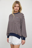 Striped Crew Neck Pocket Top