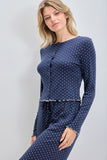 Polka Dot Print Button Up Top