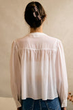 Pleated Lace Trim Blouse