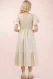 Smocked Ruffle Sleeve Midi Dress