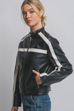 Striped Faux Leather Jacket