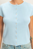 Button Front Short Sleeve Top