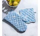 Light Blue Floral Potholder/mit Set