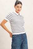 Striped Polo Collar Sweater
