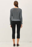 Ruffled Pointelle Cropped Cardigan
