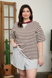 Curvy Striped Knit T-Shirt