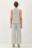 Striped Cotton Gauze Button Up Tank