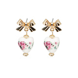 Bow Post Heart Flower Earrings