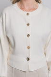 Round Neck Puff Sleeve Cardigan