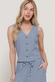 Striped Ribbed V-Neck Vest