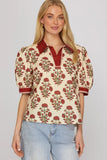 Collared Short Sleeve Top