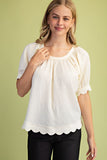 Textured Scallop Edged Blouse