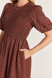 Printed Smocked Midi Dress