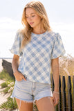 Plaid Puff Sleeve Top