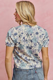 Short Sleeve Floral Sweater