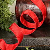 Wired Velvet Ribbon-1inx10yd-red/satin Back