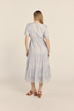 Embroidered V-Neck Midi Dress