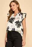 Ruffled Floral V-Neck Top
