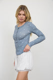 Long Sleeve Polka Dot Henley Top