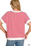 Striped Top with Contrast Trim