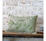 Sage Bird On Branch Pillow