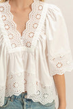 Scalloped Eyelet Babydoll Top