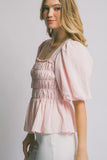 Puff-Sleeve Peplum Top