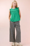 Ruffle Detail Solid Knit Top
