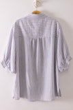 Stripe Half Puff Sleeve Shirt Top