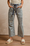 Twill Striped Barrel Leg Jeans
