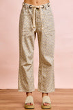 Floral Braided Belt Pants