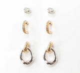 Set Of 3 Multi Design Post Earrings