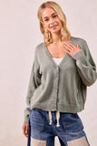 Washed V-Neck Cardigan