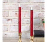 2 Pc Red Led Taper Candle Set