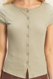 Scalloped Button Front Top