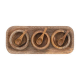 Mango Wood Tray W 3 Bowls And 3 Spoons