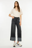 Printed Cuff Wide Leg Jeans