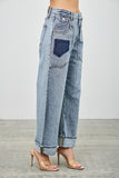 Western Patch Pocket Barrel Leg Jeans