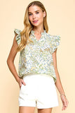 Floral Ruffle Detail Top
