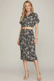 Belted Button Front Midi Dress